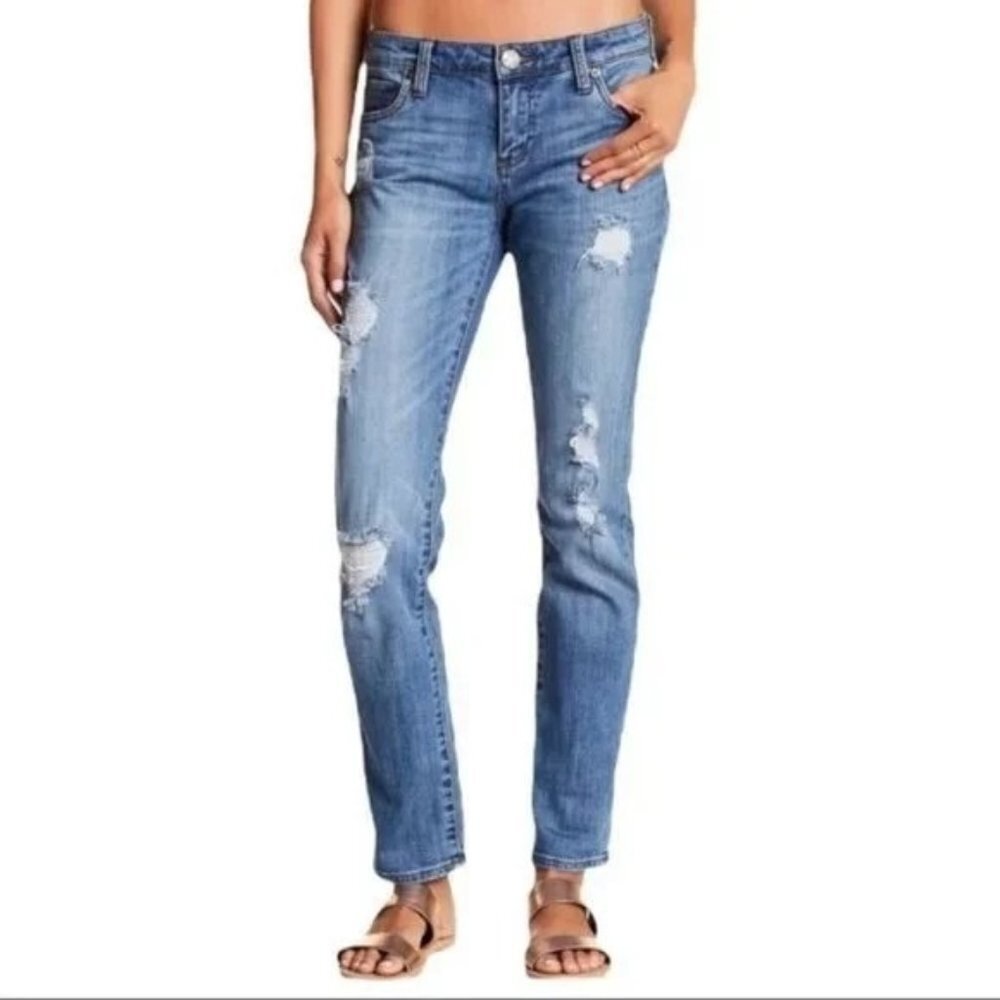Kut From the Kloth Katy Ripped Boyfriend Jeans Size 2 Straight Leg Relaxed